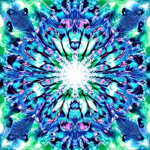 Prompt: peacock as an ice fractal