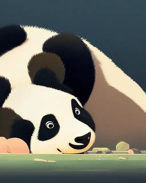 Prompt: a panda laying in the sun, cory loftis, james gilleard, atey ghailan, makoto shinkai, goro fujita, character art, rim light, exquisite lighting, clear focus, very coherent, plain background, soft painting