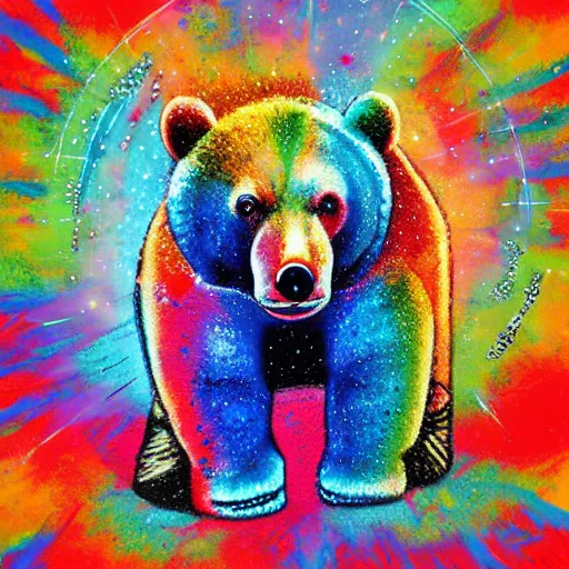 Prompt: rainbow cosmic bear