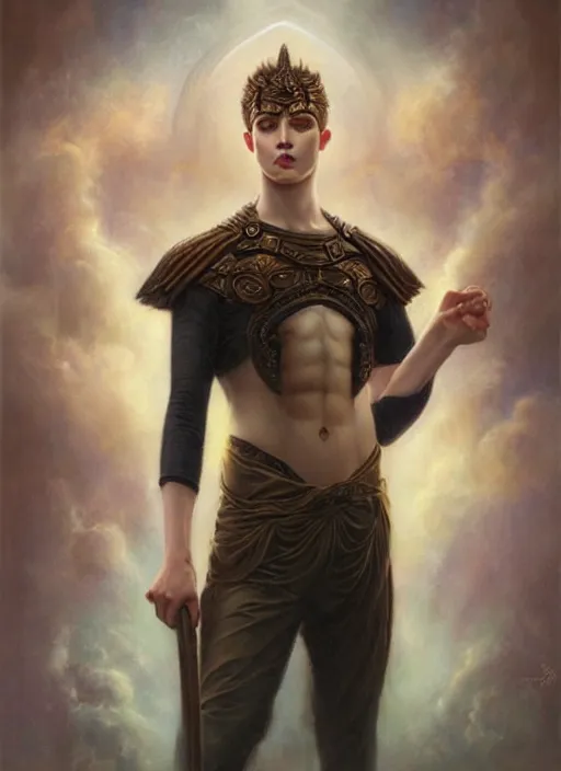 Image similar to a magical portrait of the young god of masculinity, art by tom bagshaw and greg danton and manuel sanjulian