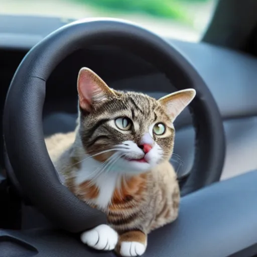 Image similar to cat driving a car