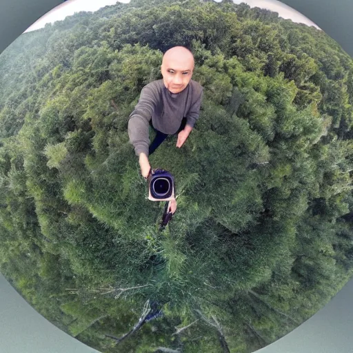 Image similar to someone really really close to 3 6 0 ° camera