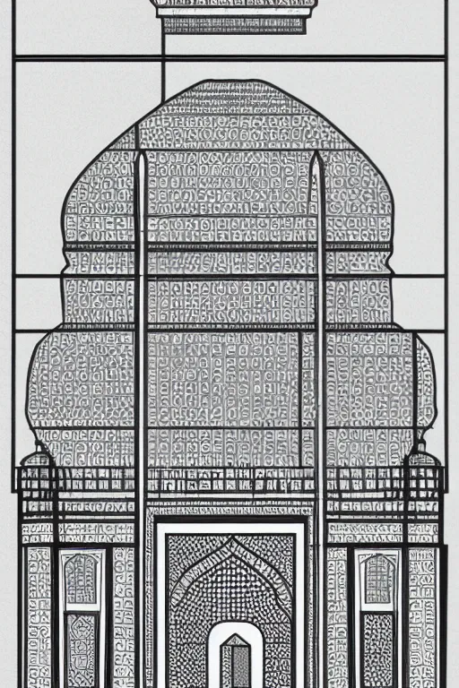 Image similar to taj mahal exploded diagram, technical, clean, blueprint, high detail