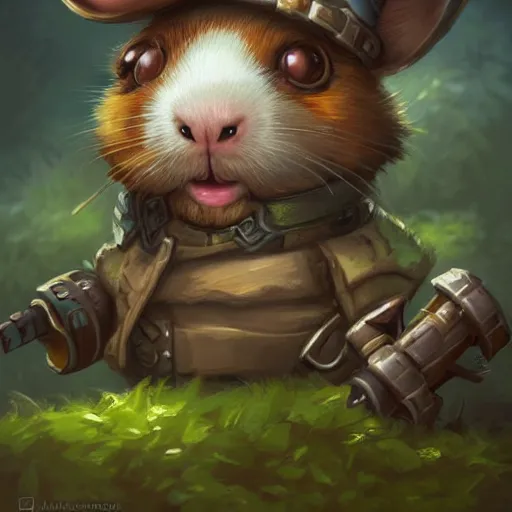 Prompt: cute little anthropomorphic Guinea Pig Soldier, ultra wide lens shot , tiny, small, Jungle camouflage, short, cute and adorable, pretty, beautiful, DnD character art portrait, matte fantasy painting, DeviantArt Artstation, by Jason Felix by Steve Argyle by Tyler Jacobson by Peter Mohrbacher, cinematic lighting