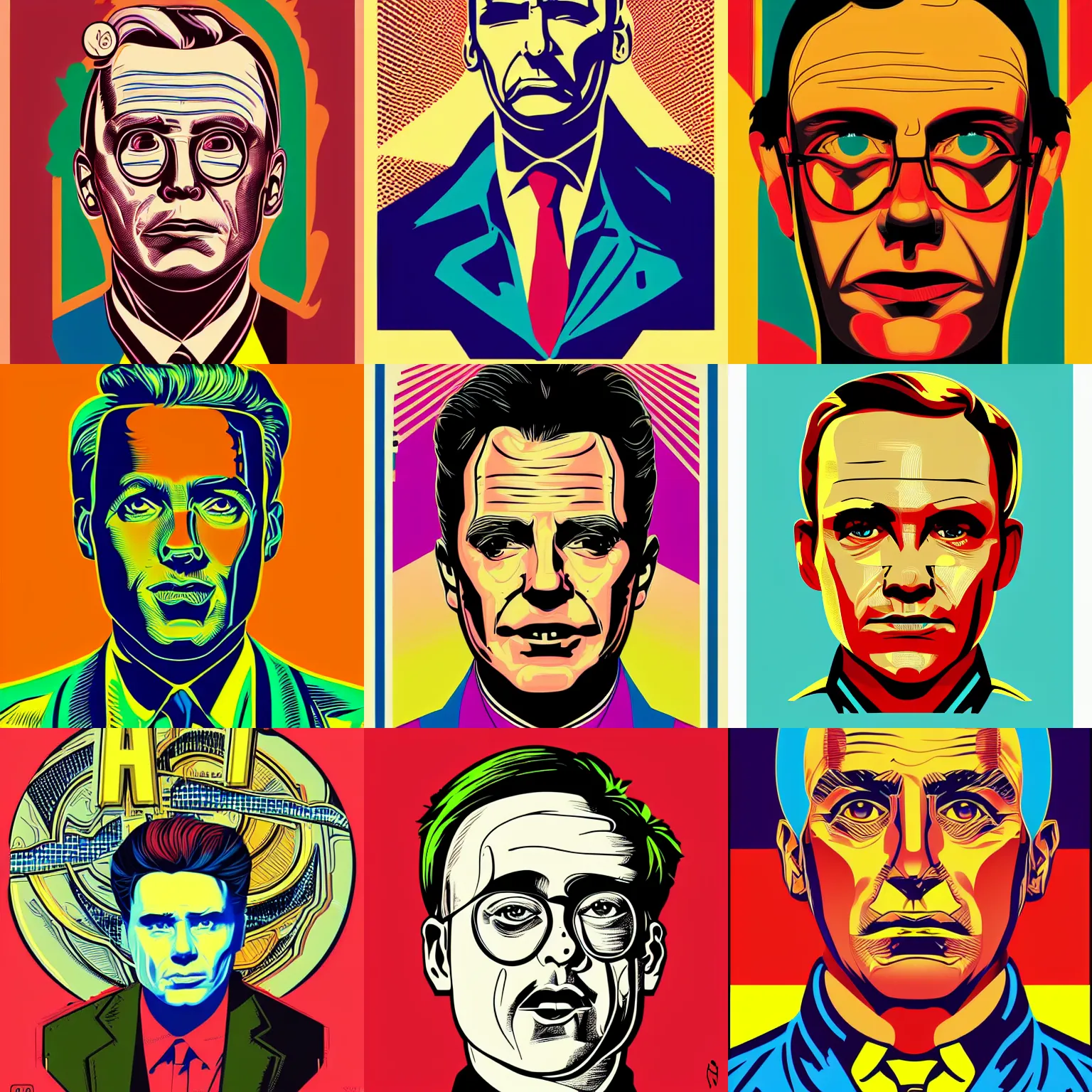 Image similar to symmetric!! portrait of francois!!! legault!!! in 2 0 2 2, francois! legault! retro futurist illustration portrait art by butcher billy, sticker, colorful, precise illustration, highly detailed, simple, smooth and clean vector curves, no jagged lines, vector art, smooth andy warhol style