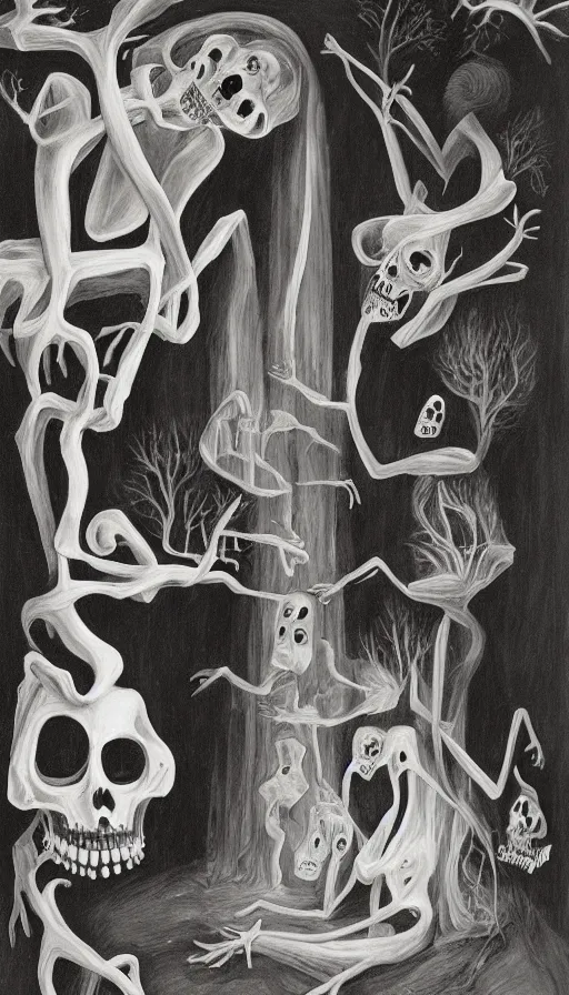 Image similar to life and death mixing together, by charles addams