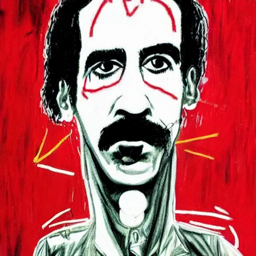 Prompt: frank zappa drawn by basquiat