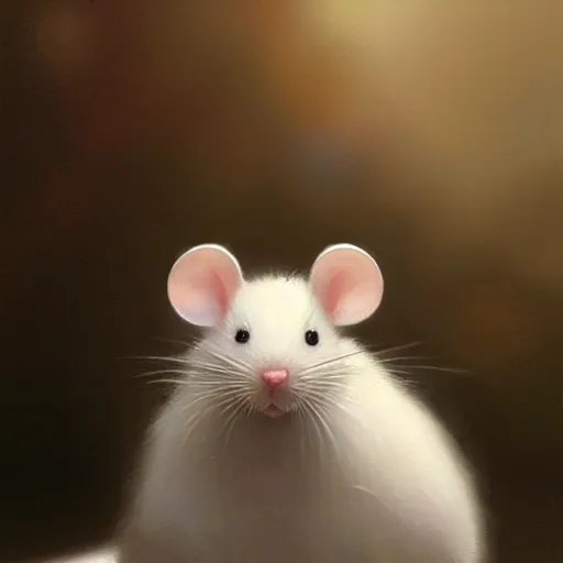 Image similar to cute white mouse portrait, dramatic light, lake background, 2 0 0 mm focal length, painted by stanley lau, painted by greg rutkowski, painted by stanley artgerm, digital art, trending on artstation