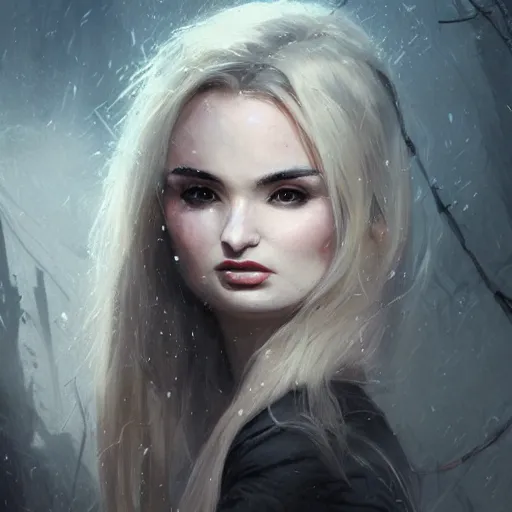 Image similar to portrait of Kim Petras in Paris, amazing splashscreen artwork, splash art, head slightly tilted, natural light, elegant, intricate, fantasy, atmospheric lighting, cinematic, matte painting, by Greg rutkowski