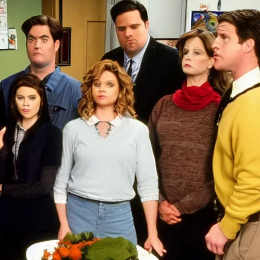 Image similar to the office cast on roseanne tv show, movie still