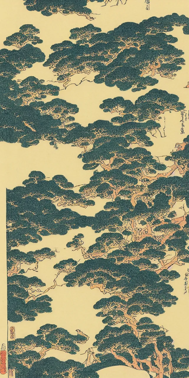 Prompt: the laurentians, by katsushika hokusai