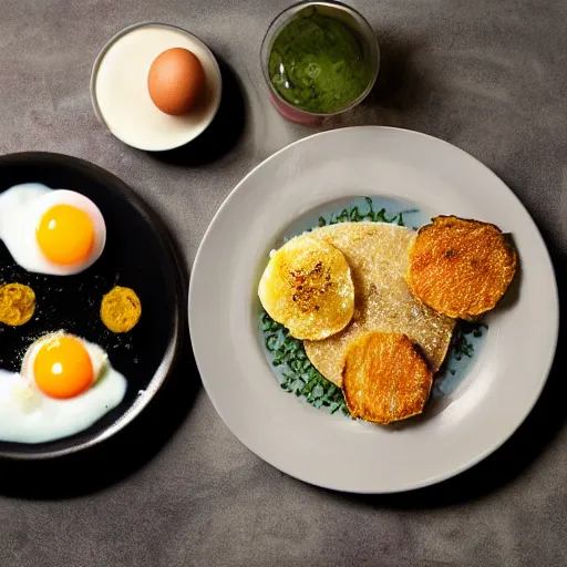 Image similar to Alinea recreation of Hash Browns and Eggs Food Photography