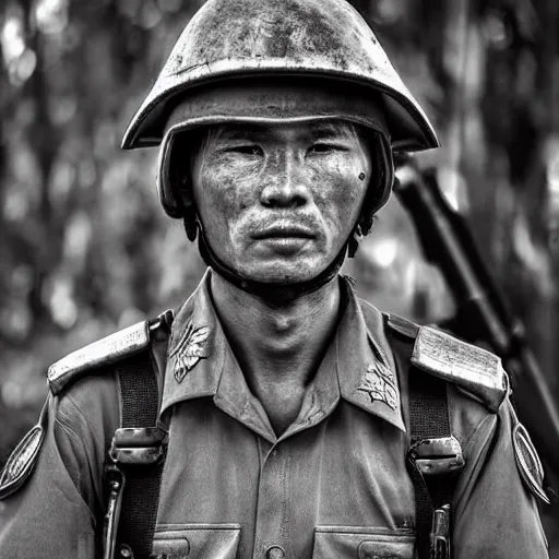 Prompt: ARVN soldier photograph, jungle, hyper realistic, super detailed, 4k, HDR