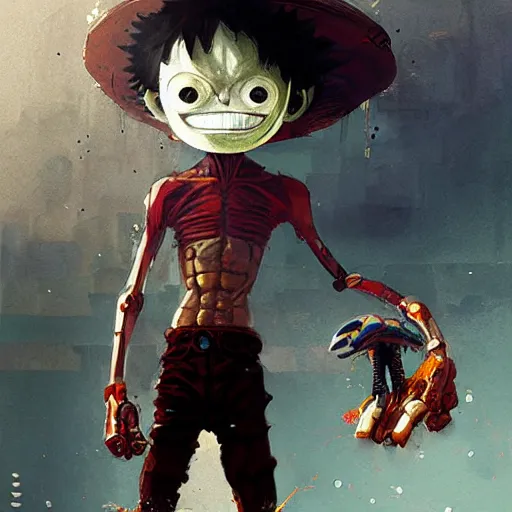 Image similar to alien robot luffy, thief, photography, by greg rutkowski, by wlop