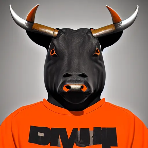 Image similar to bull using orange inmate clothes