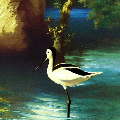 Prompt: a beautiful painting by japanese sharp avocet werk angle lily raisin aroma, by Albert Bierstadt and Ross Tran and Albert Bierstadt, rococo, pixel perfect, Marvel Comics