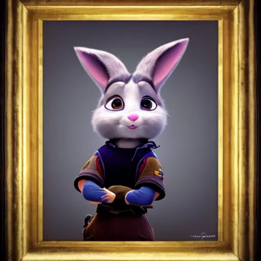 Prompt: A portrait of Judy Hopps by William-Adolph Bouguereau, Zootopia Judy Hopps