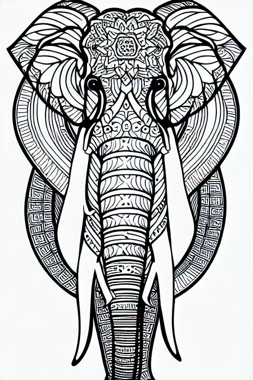 Image similar to elephant ornaments fractal ink drawing line art colouring page vector