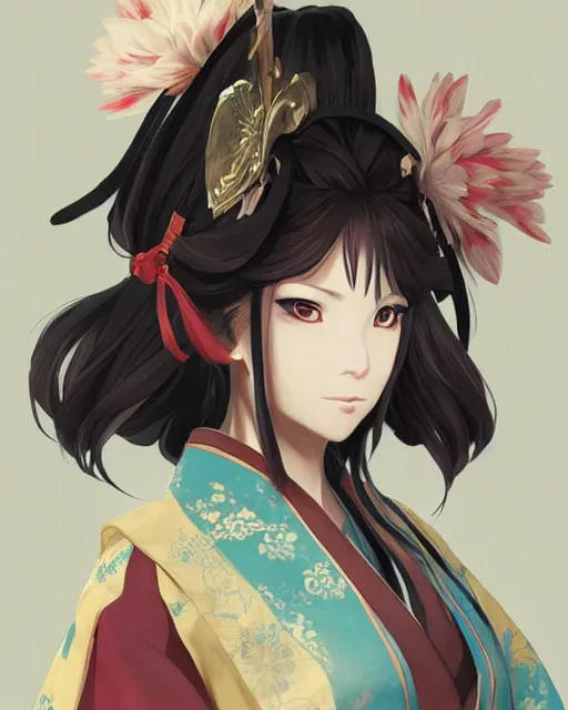 Image similar to an anime portrait of ssunbiki as a beautiful woman wearing a kimono from skyrim, by stanley artgerm lau, wlop, rossdraws, james jean, andrei riabovitchev, marc simonetti, and sakimichan, trending on artstation