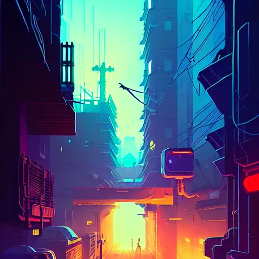 Image similar to dark alleyway in a cyberpunk city by christopher balaskas and anton fadeev and dan mumford and beeple and norman rockwell, asymmetrical, asymmetry, hyperrealistic, high detail, ultra detailed, space, nebula, sharp focus, astronomy, science, crisp edges, sharp edges, hdr, mist, reflections