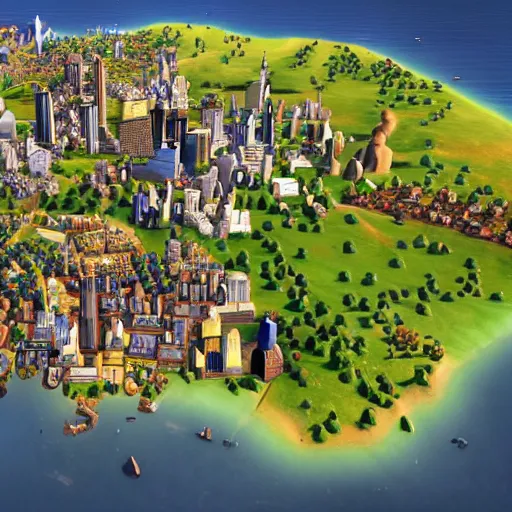 Image similar to new york city in the style of civilization vi