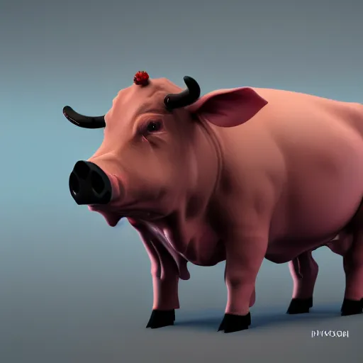 Prompt: a fusion of a cow and a pig, hyperdetailed, artstation, cgsociety, 8 k