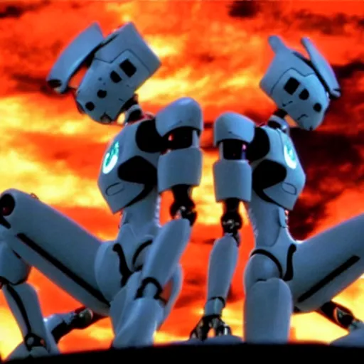 Image similar to movie still of robot evangelion, cinematic composition, cinematic light, criterion collection, by edgar wright