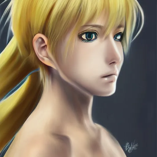 Prompt: portrait of a blond anime character ultra realistic painting