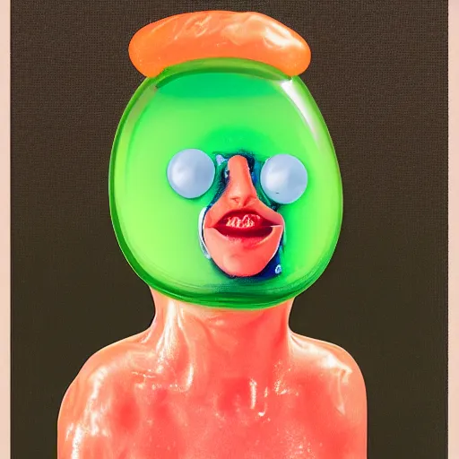 Image similar to a gelatinous jello person, portrait