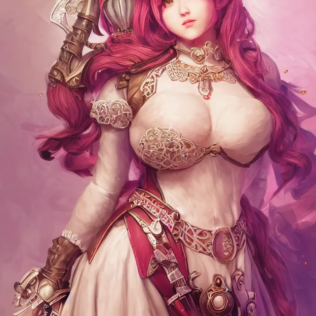 Prompt: studio portrait of neutral good colorful female cleric bard healer as absurdly beautiful, elegant, young curvy gravure idol, ultrafine hyperdetailed face illustration by kim jung gi, irakli nadar, intricate linework, sharp focus, bright colors, octopath traveler, final fantasy, unreal engine highly rendered, global illumination, radiant light, detailed and intricate environment