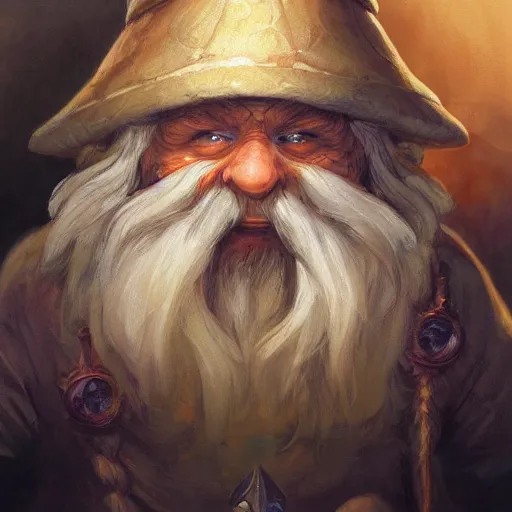 Prompt: a detailed portrait of a gnome wizard, by justin gerard and jean baptiste monge, digital art, realistic painting, dnd, character design, trending on artstation