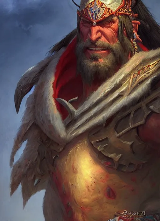 Prompt: portrait of thrall, warchief of the horde, digital art by eugene de blaas, ross tran, and nasreddine dinet, vibrant color scheme, intricately detailed, in the style of romanticism, cinematic, artstation, greg rutkowski