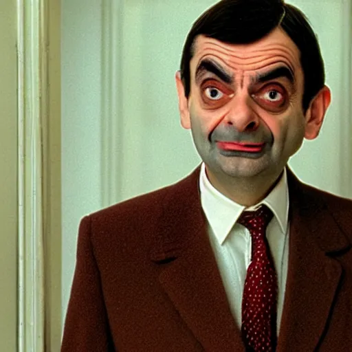 Image similar to A still of Mr Bean in The Shining