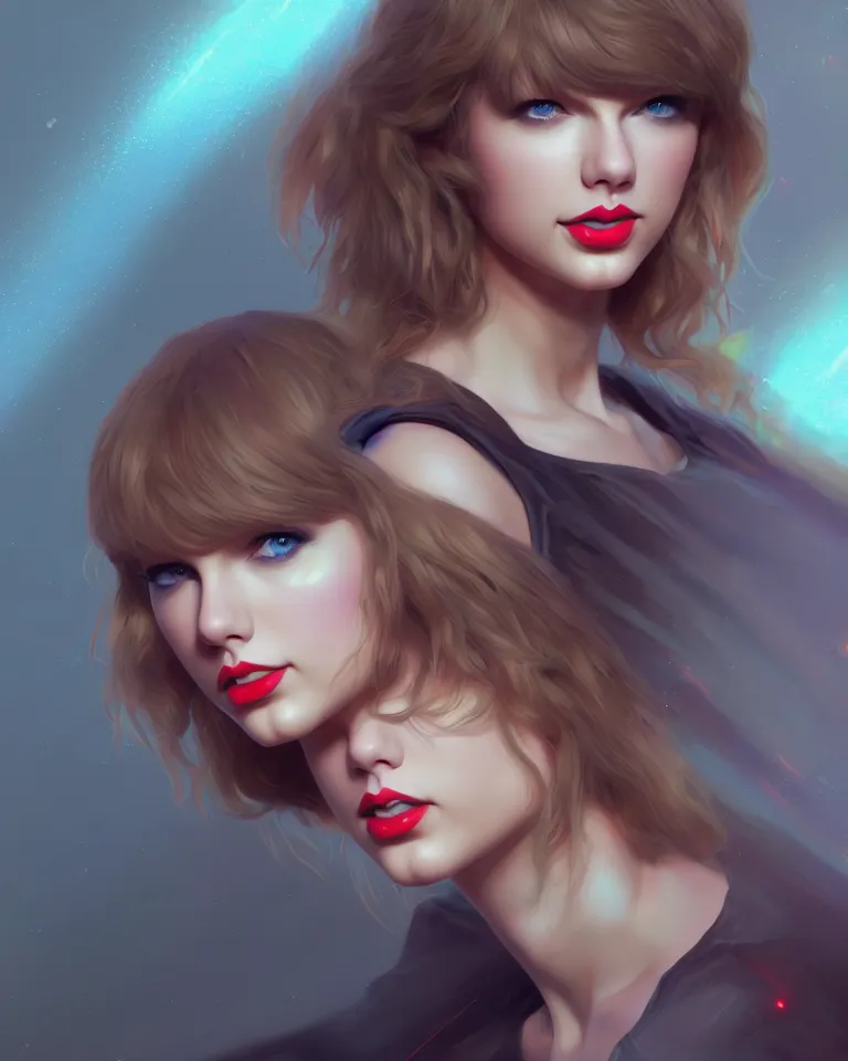 Image similar to taylor swift, evangelion, au naturel, hyper detailed, digital art, trending in artstation, cinematic lighting, studio quality, smooth render, frostbite 3 engine rendered, art style by klimt and nixeu and ian sprigger and wlop and krenz cushart