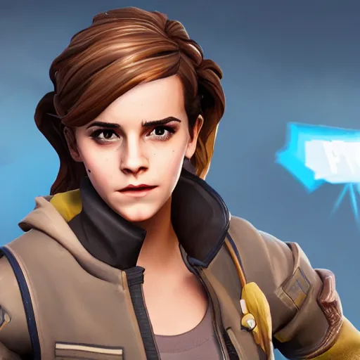 Prompt: emma watson as fortnite character, gameplay screenshot