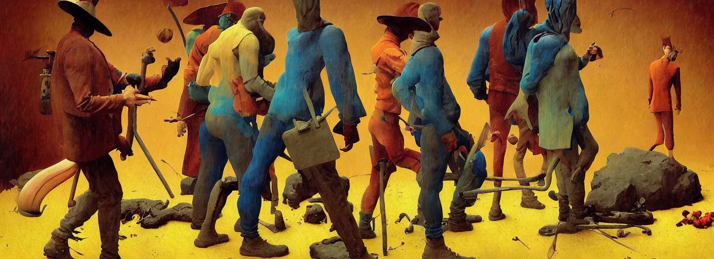 Image similar to full - body portrait surreal colorful clay fighting artstation rpg gentleman character concept art anatomy, action pose, very coherent and colorful high contrast masterpiece by norman rockwell franz sedlacek hieronymus bosch dean ellis simon stalenhag rene magritte gediminas pranckevicius, dark shadows, sunny day, hard lighting, reference sheet white! background