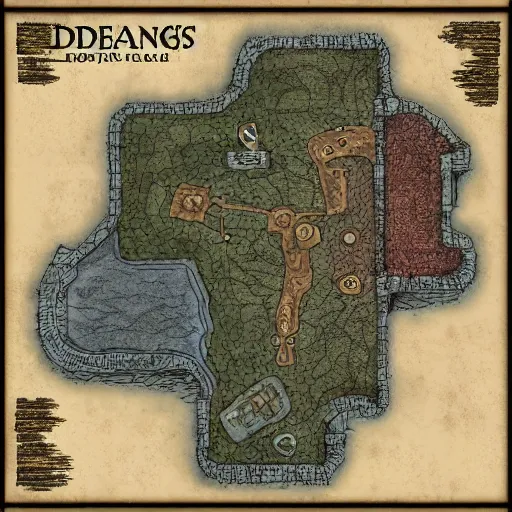 Image similar to dnd castle map layout, digital art