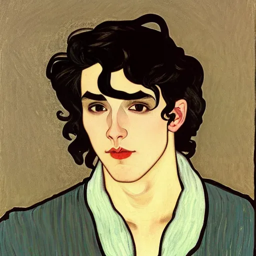 Image similar to painting of young cute handsome beautiful dark medium wavy hair man in his 2 0 s named shadow taehyung at the halloween pumpkin party, straight nose, depressed, melancholy, autumn, tokyo, elegant, clear, painting, stylized, delicate, soft facial features, delicate facial features, soft art, art by alphonse mucha, vincent van gogh, egon schiele