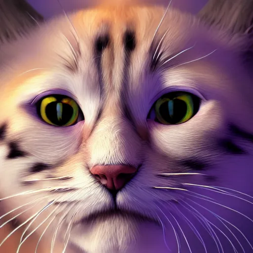 Image similar to photorealistic floppa cat. hyperdetailed photorealism, 1 0 8 megapixels, amazing depth, high resolution, 3 d shading, 3 d finalrender, 3 d cinematic lighting, glowing rich colors, psychedelic overtones, artstation concept art.