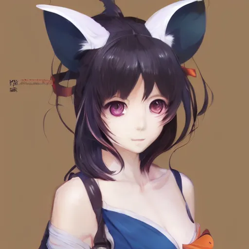 Image similar to An anime portrait of beautiful girl with cat ears, by Stanley Artgerm Lau, WLOP, Rossdraws, James Jean, Andrei Riabovitchev, Marc Simonetti, and Sakimichan, tranding on artstation