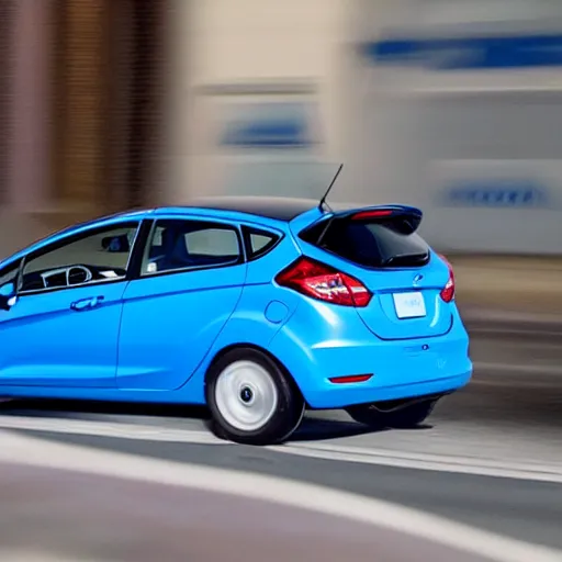 Prompt: a blue 2013 ford fiesta in the movie Cars