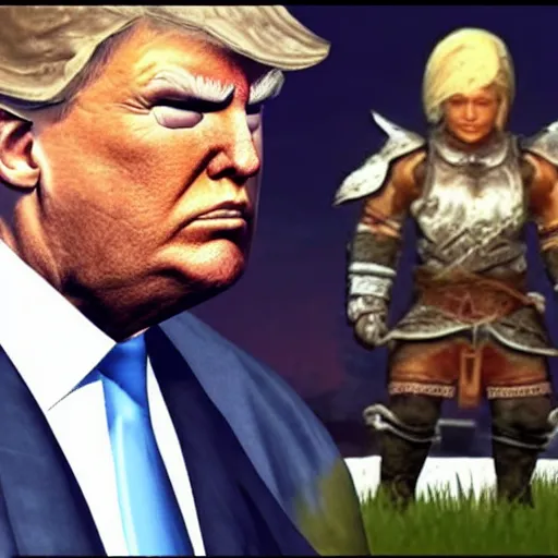 Image similar to Donald Trump as NPC in Skyrim