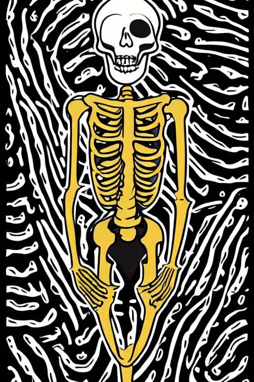 Image similar to A portrait of a skeleton in a suit, sticker, colorful, illustration, highly detailed, smooth and clean vector curves, no jagged lines, vector art, smooth