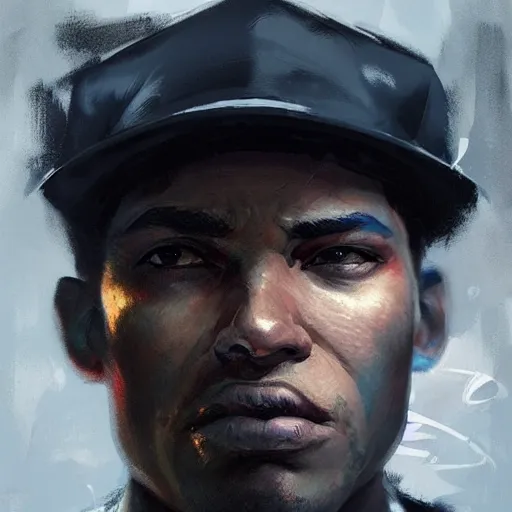 Image similar to a beautiful portrait of a gangster by greg rutkowski and bill sienkiewicz trending on artstation