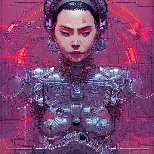 Image similar to comic book illustration, a portrait of a cybernetic buddhist meditating, cyberpunk concept art by josan gonzales and wlop, highly detailed, intricate, sci-fi, sharp focus, Trending on Artstation HQ, deviantart