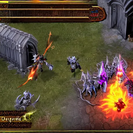 Image similar to diablo fighting 4 wizards