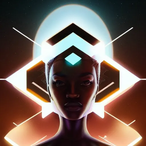 Image similar to symmetry!! solid cube of light, hard edges, product render retro - futuristic poster scifi, lasers and circuits, brown skin prince, intricate, elegant, highly detailed, digital painting, artstation, concept art, smooth, sharp focus, illustration, dreamlike, art by artgerm