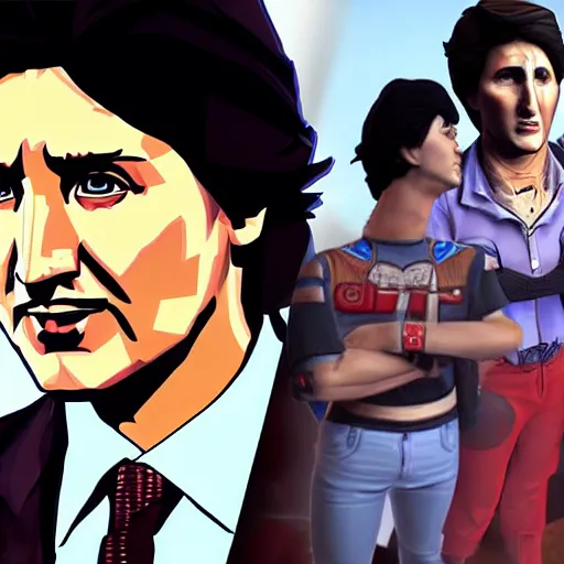 Prompt: justin trudeau as a borderlands psycho cel-shaded and unreal engine