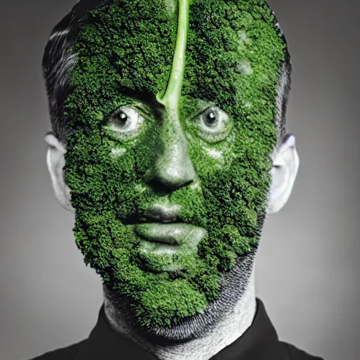 Image similar to tony hale double exposure head of kale