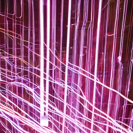 Image similar to network made out of glowing neon lines